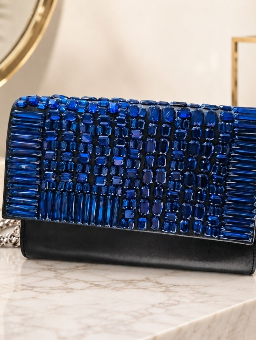 Giuseppe Zanotti -Blue Jeweled Evening Clutch - Women's Bag